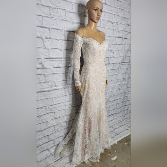 NWT Anthropologie BHLDN Watters Ula Blush lace sheet back wedding gown Sz 2 - Picture 8 of 16